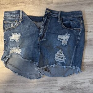 Fashion Nova Blue Distressed Jean Shorts